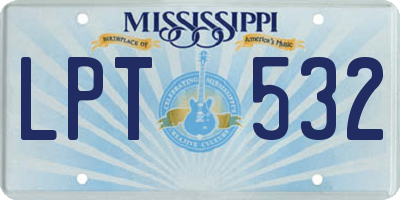 MS license plate LPT532