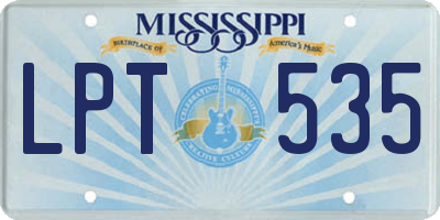 MS license plate LPT535