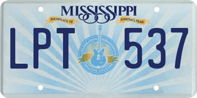 MS license plate LPT537