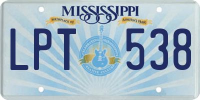 MS license plate LPT538
