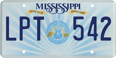 MS license plate LPT542