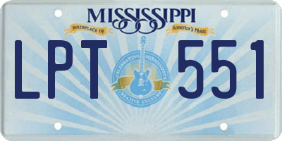 MS license plate LPT551