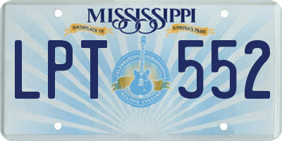 MS license plate LPT552