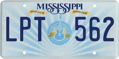 MS license plate LPT562