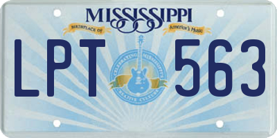 MS license plate LPT563