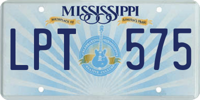 MS license plate LPT575