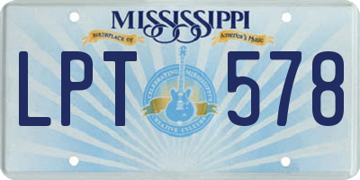 MS license plate LPT578