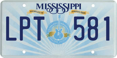 MS license plate LPT581