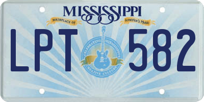 MS license plate LPT582