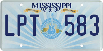 MS license plate LPT583