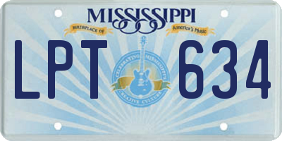 MS license plate LPT634