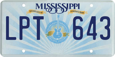 MS license plate LPT643