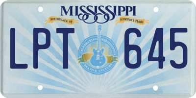 MS license plate LPT645