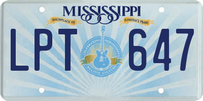 MS license plate LPT647