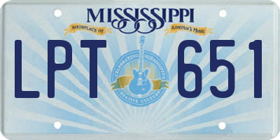 MS license plate LPT651