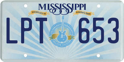 MS license plate LPT653