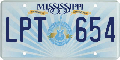 MS license plate LPT654