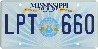 MS license plate LPT660