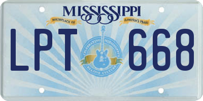 MS license plate LPT668