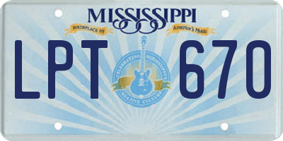 MS license plate LPT670