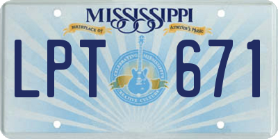 MS license plate LPT671