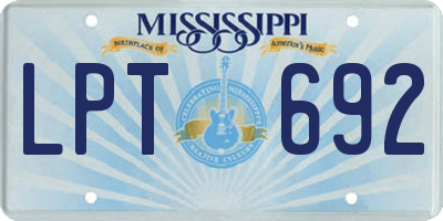 MS license plate LPT692