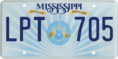 MS license plate LPT705