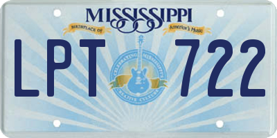 MS license plate LPT722