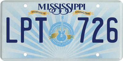 MS license plate LPT726