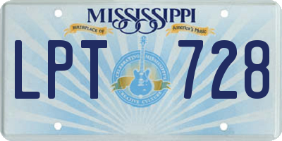 MS license plate LPT728