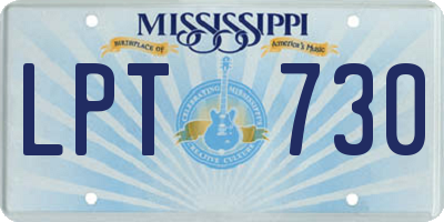 MS license plate LPT730