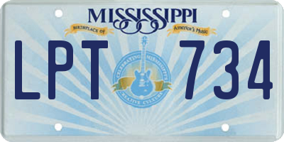 MS license plate LPT734