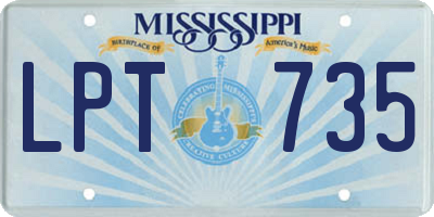 MS license plate LPT735