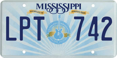 MS license plate LPT742