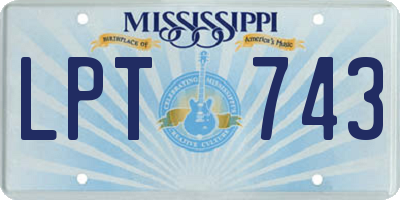MS license plate LPT743