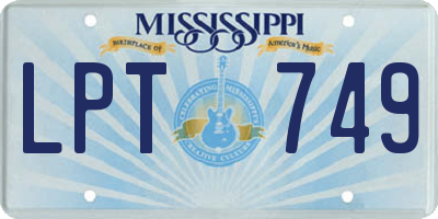 MS license plate LPT749