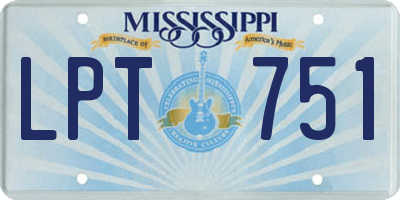 MS license plate LPT751
