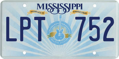 MS license plate LPT752