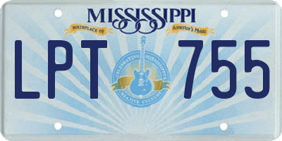 MS license plate LPT755