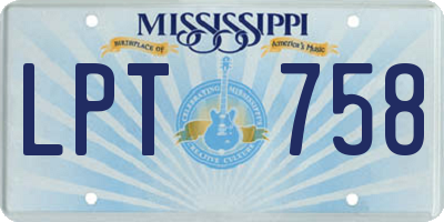 MS license plate LPT758