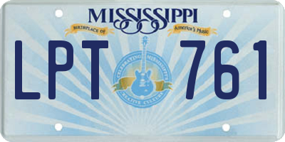 MS license plate LPT761