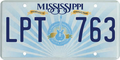 MS license plate LPT763