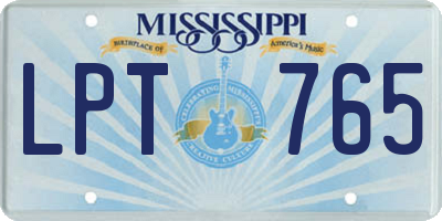 MS license plate LPT765
