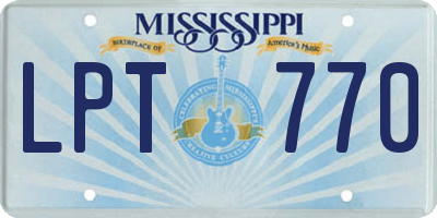 MS license plate LPT770