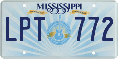 MS license plate LPT772
