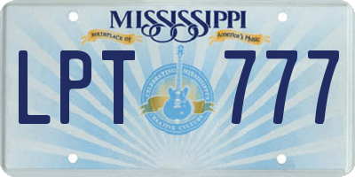MS license plate LPT777