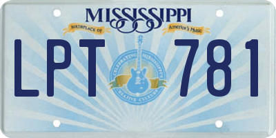 MS license plate LPT781