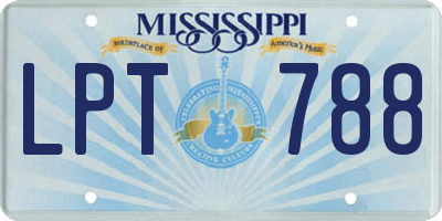 MS license plate LPT788