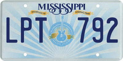 MS license plate LPT792