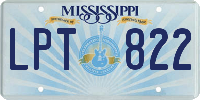MS license plate LPT822